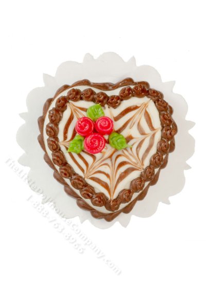 (image for) Miniature Chocolate Swirl Heart Cake for Dollhouses