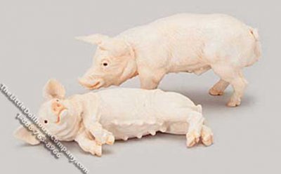 (image for) Dollhouse Scale Model Male and Female Pig Set