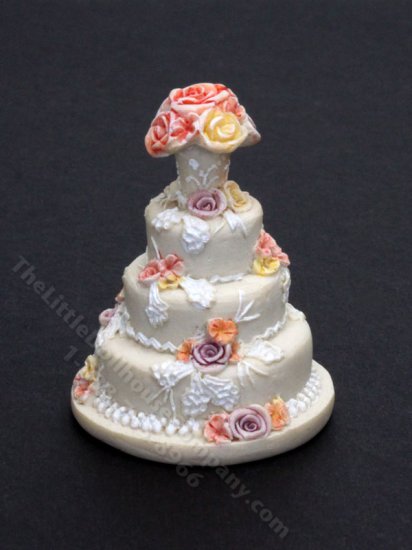 (image for) Miniature Floral Wedding Cake for Dollhouses
