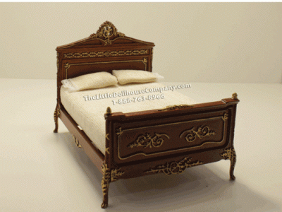 (image for) Dollhouse Miniature Walnut Double Bed