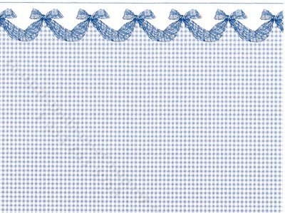 (image for) Dollhouse Scale Model Wallpaper Blue Plaid Bow Swag Pattern