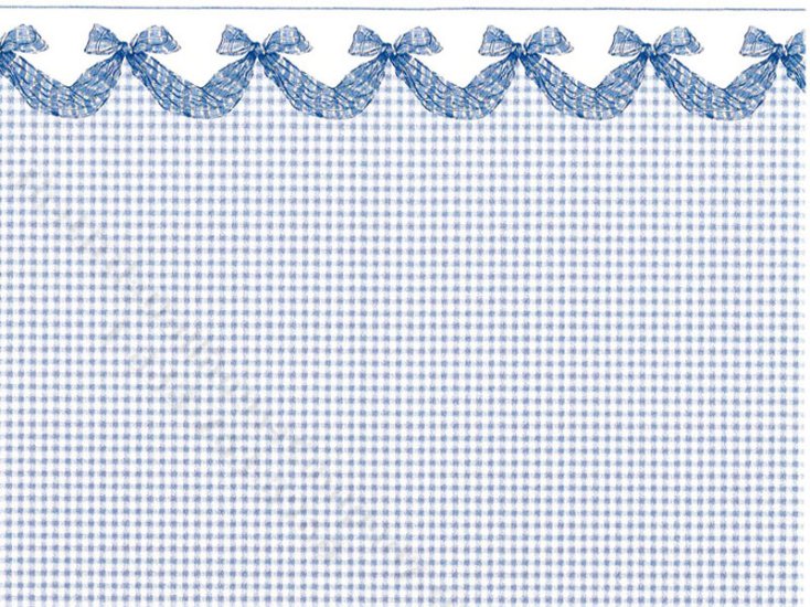 (image for) Dollhouse Scale Model Wallpaper Blue Plaid Bow Swag Pattern