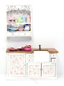 (image for) Miniature Dressed Kitchen Sink Set for Dollhouses