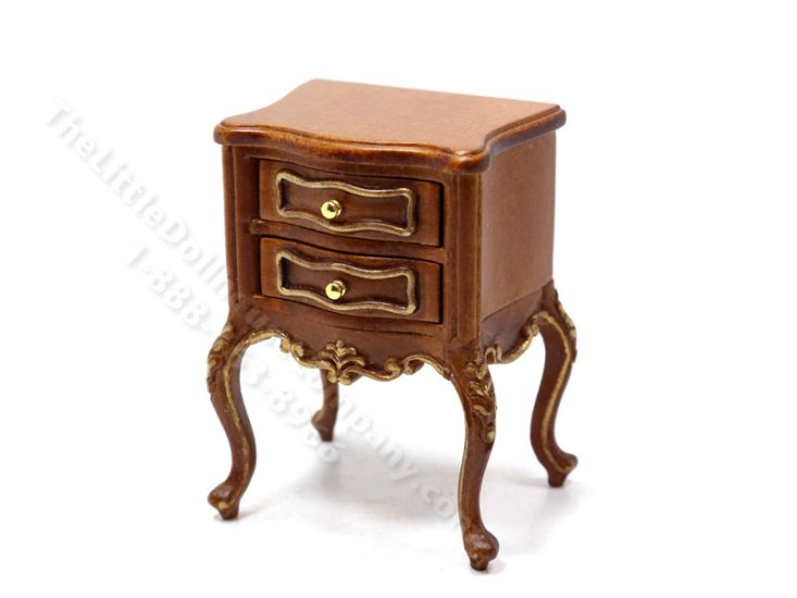 (image for) Miniature Walnut American Victorian Nightstand for Dollhouses
