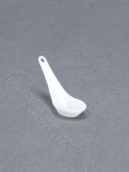 (image for) Miniature White Soup Spoons for Dollhouses