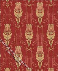 (image for) Red Tulip Tapestry Pattern Miniature Wallpaper for Dollhouses