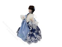 (image for) Miniature Handcrafted Vintage Rococo Lady in Blue with Fan