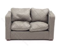 (image for) Miniature Quilted Grey Sofa for Dollhouses