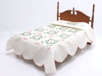 (image for) Vintage Double Walnut Dressed in Handmade Quilt for Dollhouses