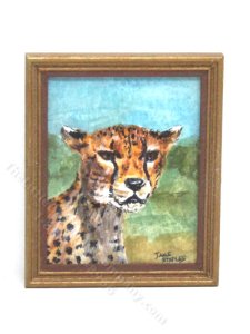 (image for) Miniature Cheetah Painting by Jane Staple for Dollhouses