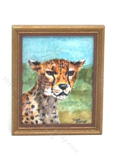 (image for) Miniature Cheetah Painting by Jane Staple for Dollhouses