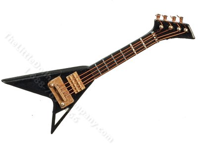 (image for) Miniature Black V-type Electric Guitar and Case for Dollhouses