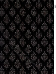 (image for) Black Damask Pattern Wallpaper for Dollhouses