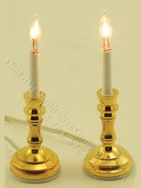 (image for) Miniature Electrical Brass Candlesticks with Round Base (2/pk)