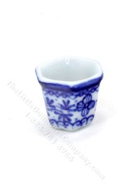(image for) Miniature Small Blue and White Hexagonal Flower Pot