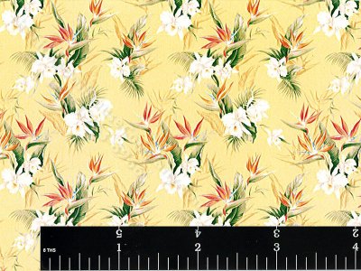 (image for) YellowTropical Floral Pattern Miniature Wallpaper for Dollhouses