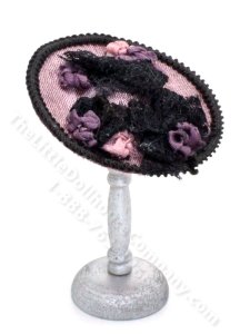 (image for) Miniature Rose and Black Ladies Hat by Julie Dewar