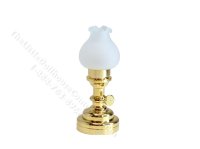 (image for) Miniature Brass LED Tulip Hurricane Table Lamp with Wand for Dollhouse