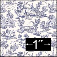 (image for) Dollhouse Scale Model Campagne Toile Blue Wallpaper