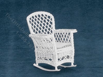 (image for) Miniature White Magazine Rocking Chair for Dollhouses