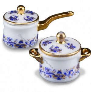 (image for) Miniature Blue Onion - 2 Pots For Dollhouses