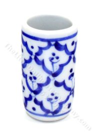 (image for) Miniature Blue and White Geometric Cylinder Vase