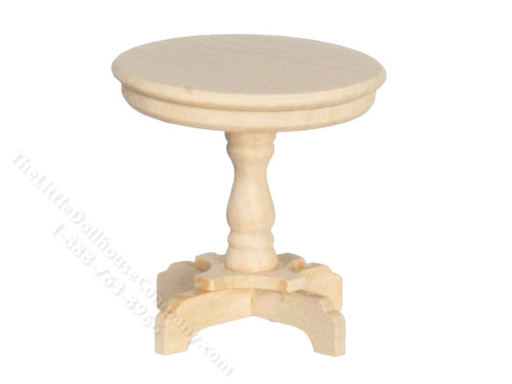 (image for) Miniature Oak Round Victorian Pedestal Table for Dollhouses