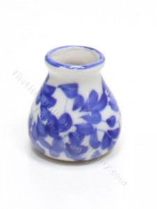 (image for) Miniature White Vase with Blue Floral Petal Design