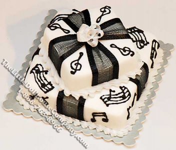 (image for) Dollhouse Scale Model Two Tiered Music Themed Cake