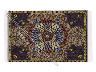 (image for) As Is Miniature Mandala Carpet for Dollhouses - Blue & Beige