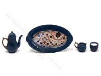 (image for) Miniature 4 Piece Coffee Set for Dollhouses - Cobalt Blue