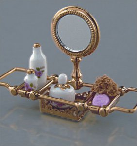 (image for) Brass Bathtub Rack/Mirror Set
