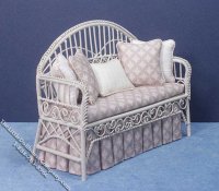 (image for) Miniature Metal Wire Beige and Soft Pink Settee for Dollhouses