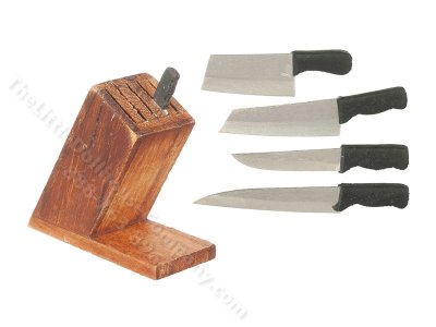 (image for) Miniature Knife Block and Knives for Dollhouses