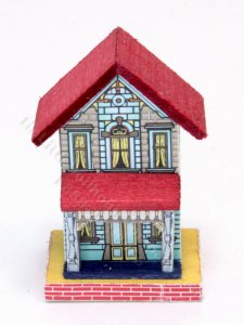 (image for) 1/144th Scale Miniature Bliss House Replica, Blue and Brick