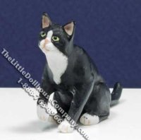 (image for) Dollhouse Scale Model Black & White Socks Cat Sitting