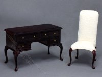 (image for) Miniature Mahogany Desk and Chair for Dollhouses