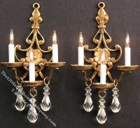 (image for) Dollhouse Scale Model Pair of 12v Florence Bronze Sconces