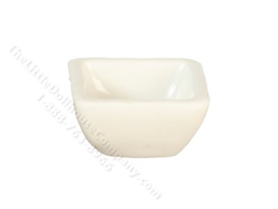 (image for) Miniature Glazed White Square Bowl for Dollhouses