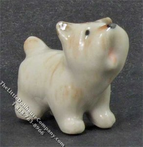 (image for) Miniature Off-White Porcelain Standing Dog for Dollhouses