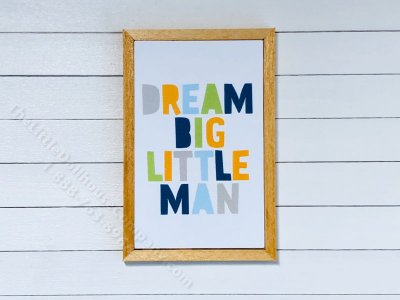 (image for) Miniature 'Dream Big Little Man' Rectangular Print on Wood
