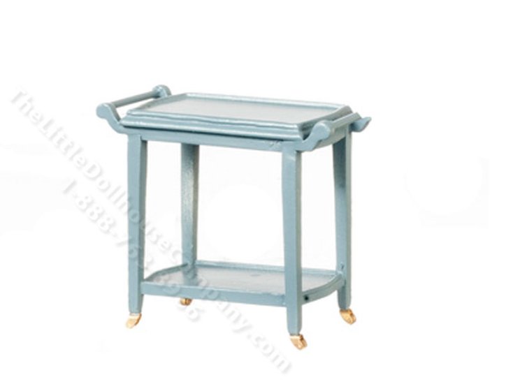 (image for) Miniature Blue Serving Cart for Dollhouses