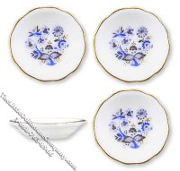 (image for) Miniature Blue Onion Pattern Set of 4 Soup Bowls for Dollhouses