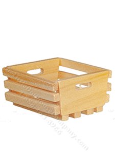 (image for) Miniature Slat Wood Crate with Handles for Dollhouses