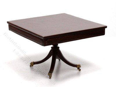 (image for) Miniature Square Walnut Pedestal Table on Casters