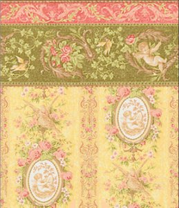 (image for) Dollhouse Scale Model Wallpaper Victoriana - Yellow