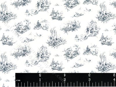 (image for) Grey Toile Miniature Wallpaper for Dollhouses