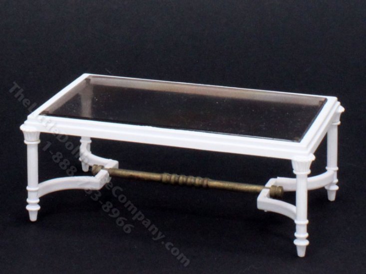 (image for) Miniature White Glass-Top Coffee Table