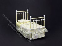 (image for) Miniature Wrought Iron Twin/Single Bed for Dollhouses - Yellow