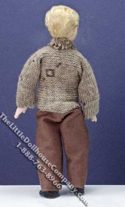 (image for) Miniature Child in Brown Sweater and Pants by Cindy's Dolls